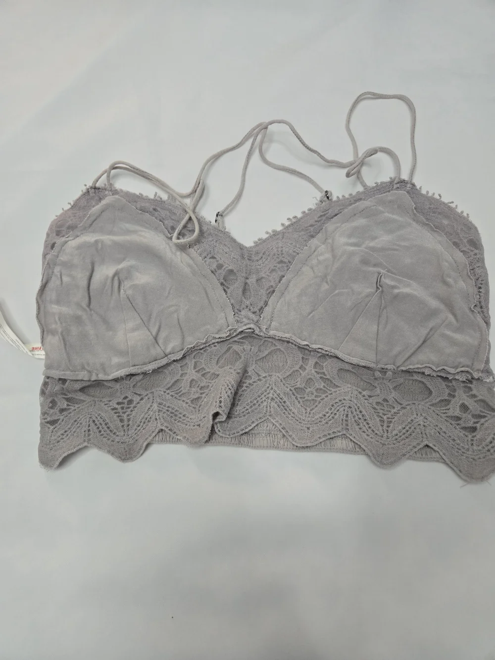 FREE PEOPLE Lace Bralette Crop Top in Light Gray
